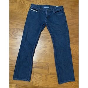 Diesel Mens Jeans 34x32 Blue Zatiny 0088Z Regular Bootcut Indigo Denim Button